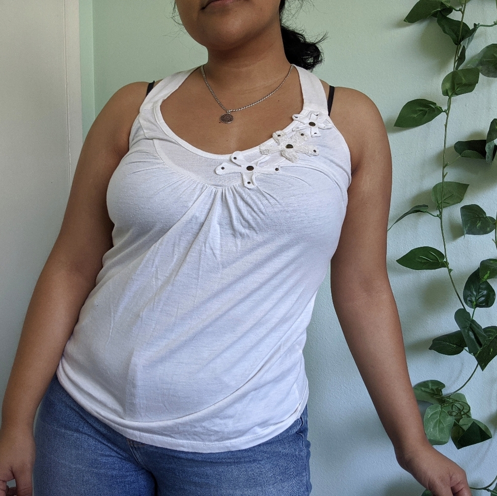 Cute White Spring Racerback Tank Top